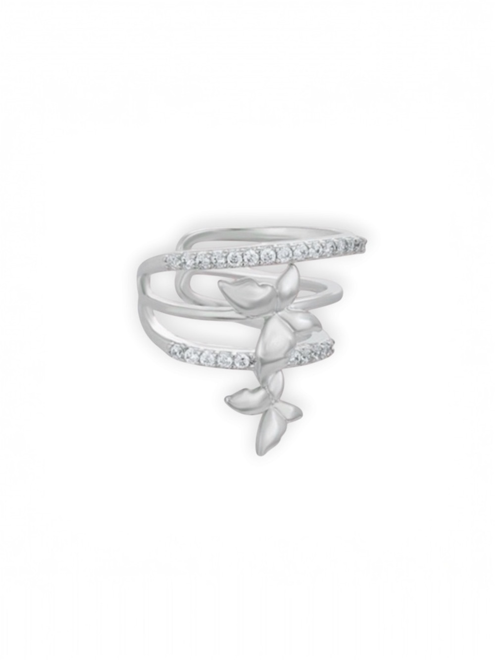 Butterfly Ear Cuff Platinum Plated Real Zirconia